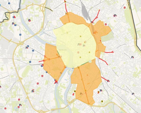 Carte des parkings à Toulouse